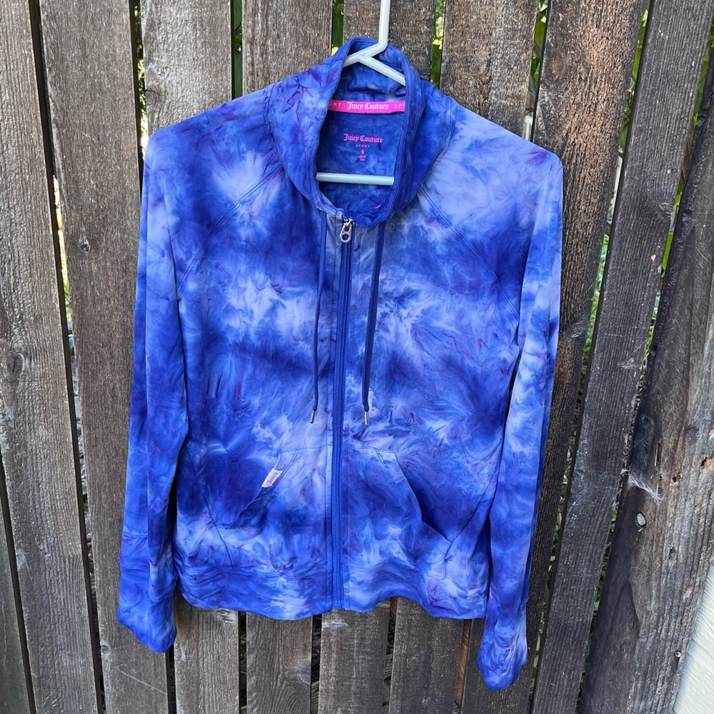 Juicy Couture Sport Wm’s Nirvana Blues Studio Zip Tie Dye Track Jacket Sz M